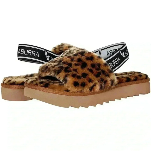 Koolaburra by UGG Fuzz'n II Slipper Backstrap Slide Cheetah Faux-Fur Sandals 6 - Picture 1 of 9
